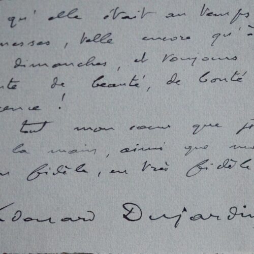 Edouard Dujardin écrit son chagrin à la mort de Charlotte Besnard
