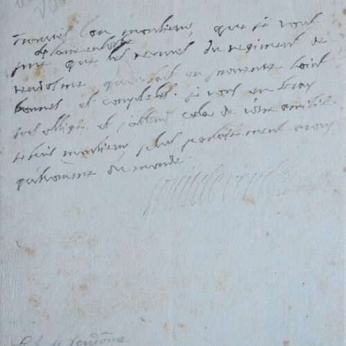 Lettre du duc de Vendôme, rédigée par Campistron, durant le siège de Verrue Savoia – vue 2
