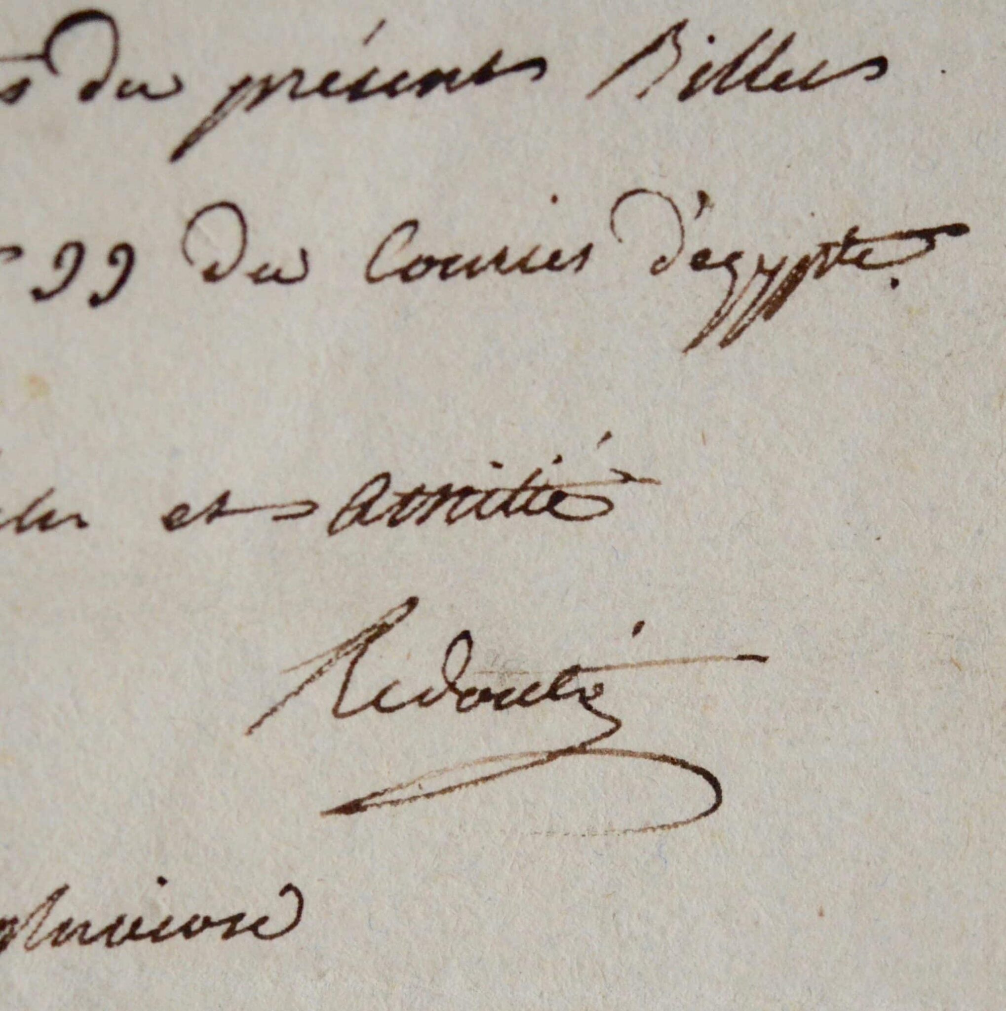 Rare billet du peintre Henri-Joseph Redouté pendant l’Expédition d’Egypte Rare billet du peintre Henri-Joseph Redouté pendant l'Expédition d'Egypte