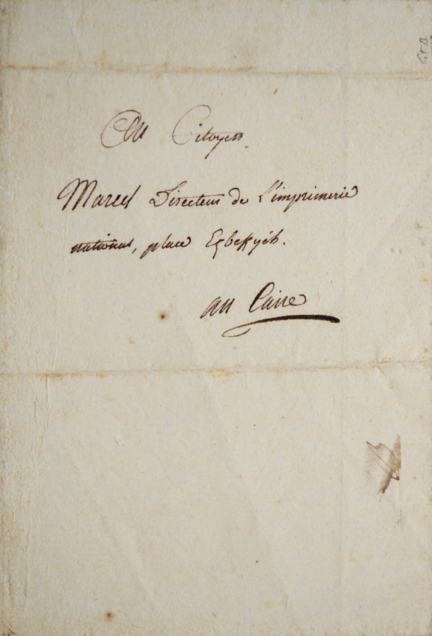 Rare billet du peintre Henri-Joseph Redouté pendant l'Expédition d'Egypte – vue 3 Rare billet du peintre Henri-Joseph Redouté pendant l'Expédition d'Egypte – vue 3