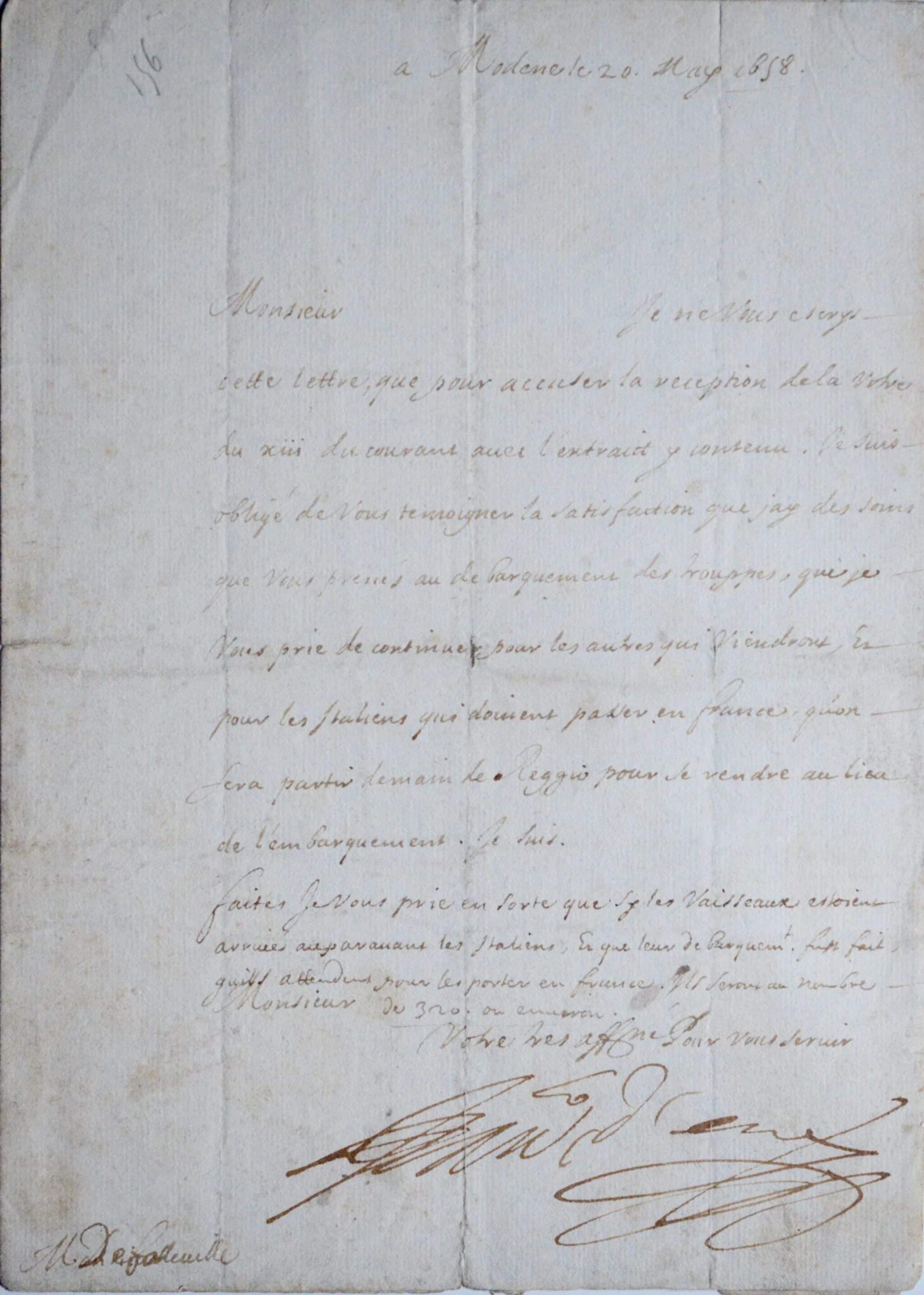 François Ier d'Este, duc de Modène, applaudit au débarquement de troupes – vue 2 François Ier d'Este, duc de Modène, applaudit au débarquement de troupes – vue 2