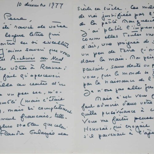 Belle lettre de Marguerite Yourcenar : "le monde se justifie par la naissance de l'artiste" – vue 2