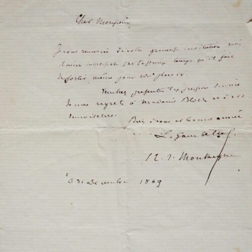 Lettre de Gambetta comme député de Marseille – vue 2