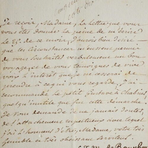 Affectueuse lettre du Duc de Penthièvre à Madame de Saint-Haon, en 1792 – vue 2
