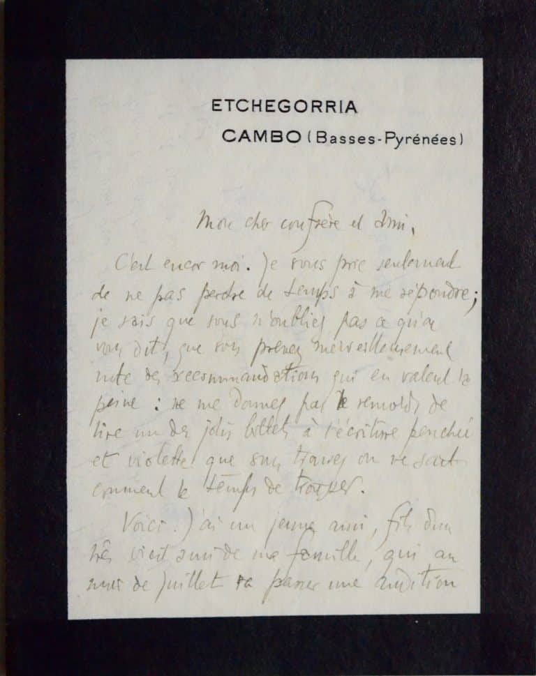 Edmond Rostand recommande à Jules Claretie un jeune comédien jouant le rôle de Percinet