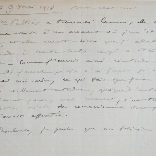 Saint-Saëns regrette de ne pas avoir pu entendre une de ses oeuvres de jeunesse