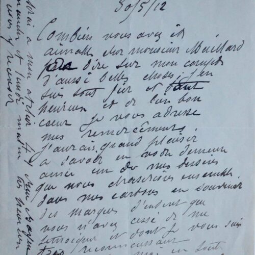 Jules Chéret offre un dessin en guise de remerciement