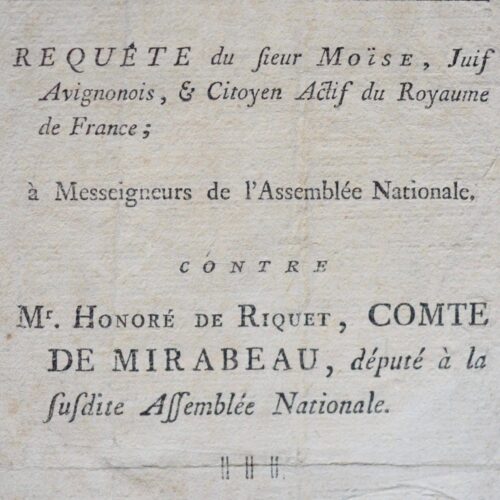 Un "Juif avignonais" dénonce les dettes de Mirabeau