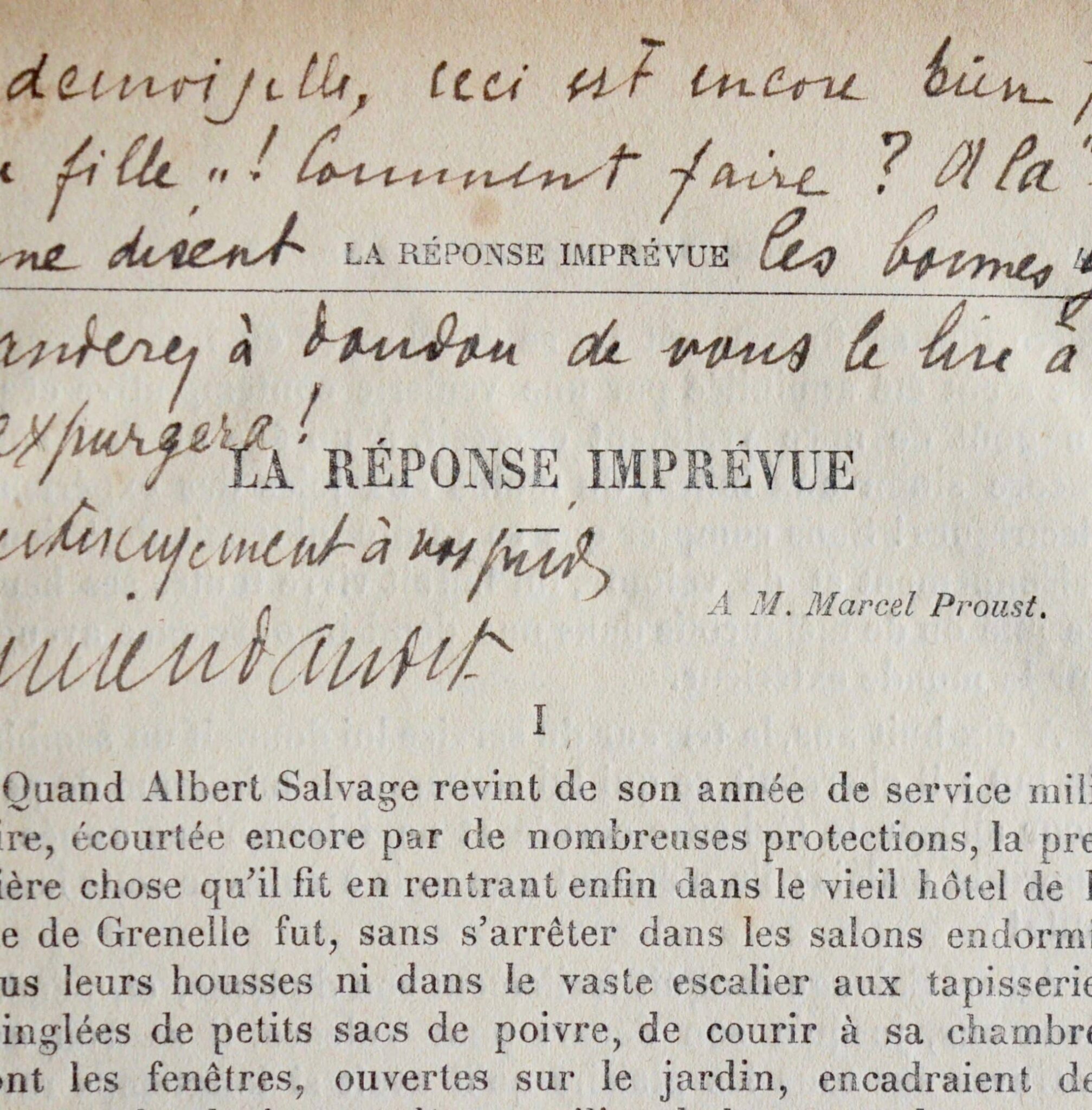 La Réponse imprévue de Lucien Daudet, nouvelle dédiée à Proust, avec bel envoi