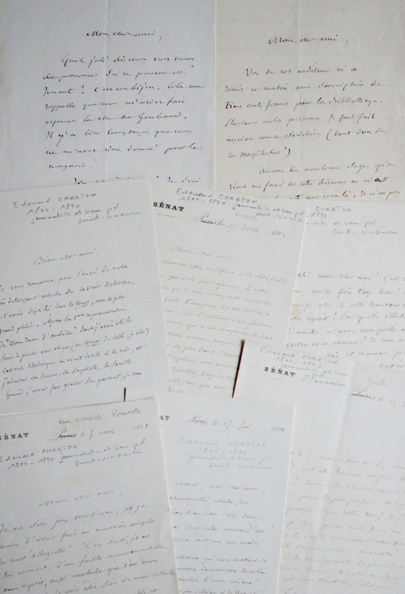 Correspondance de huit lettres d’Edouard Charton