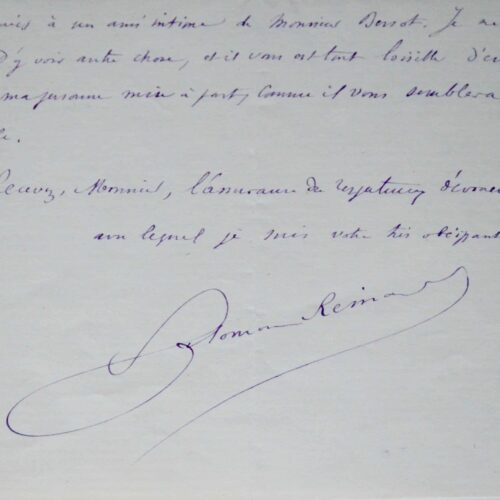 Longue lettre de Salomon Reinach, sur le professorat à l'Ecole Normale Supérieure