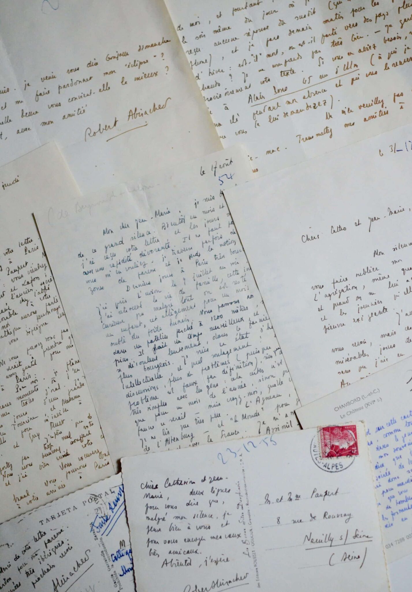 Jolie correspondance de 8 lettres de Robert Abirached