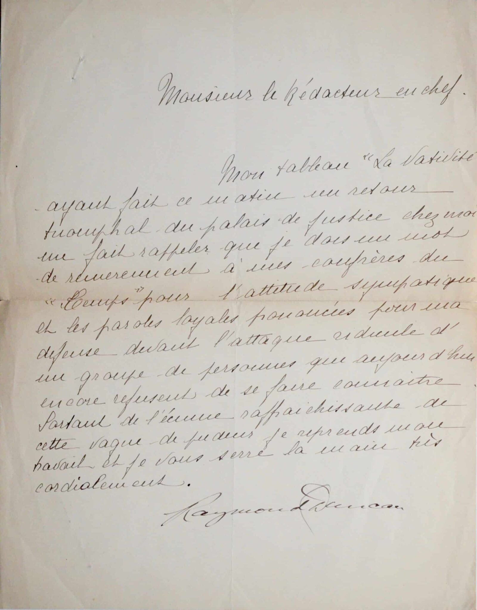 Le tableau de Raymond Duncan "La Nativité" devant les tribunaux – vue 2 Le tableau de Raymond Duncan "La Nativité" devant les tribunaux – vue 2