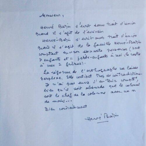 Hervé Bazin ne veut pas de la réforme de l'orthographe – vue 2