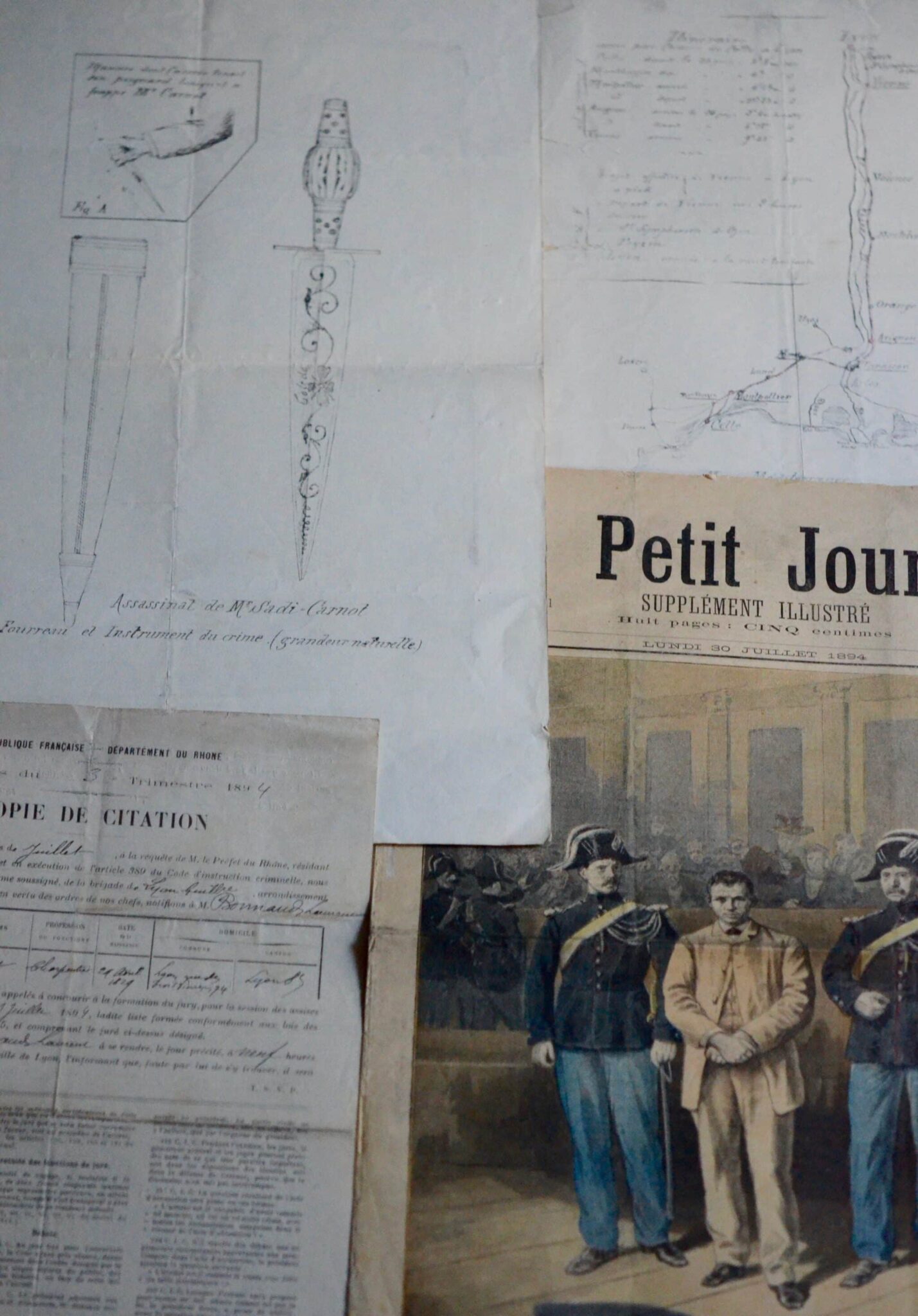 Rare ensemble de documents sur le procès de Caserio, l’assassin du président Sadi Carnot Rare ensemble de documents sur le procès de Caserio, l'assassin du président Sadi Carnot