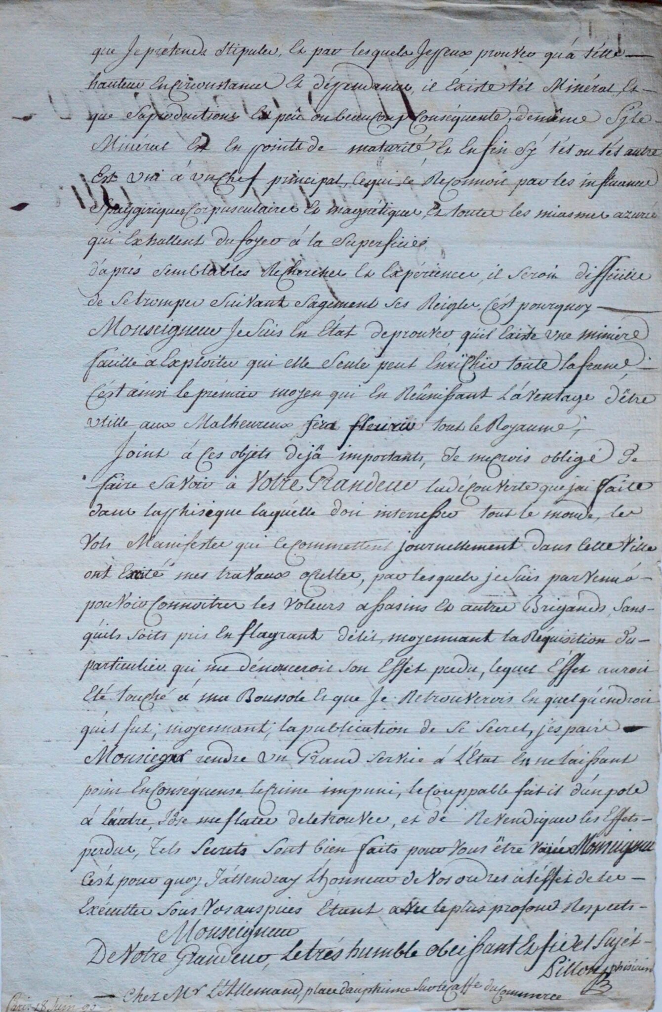 Curieuse et excentrique lettre d'un adepte du magnétisme, adressée à Jacques Necker – vue 3 Curieuse et excentrique lettre d'un adepte du magnétisme, adressée à Jacques Necker – vue 3