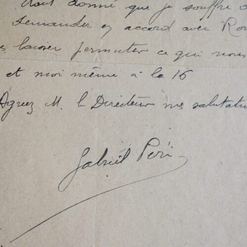 Rare lettre de Gabriel Péri écrite de la prison de la Santé