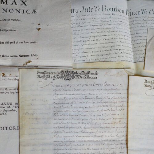 4 documents concernant l'intendant du Prince de Condé, Pierre Robert de Saint-Martin