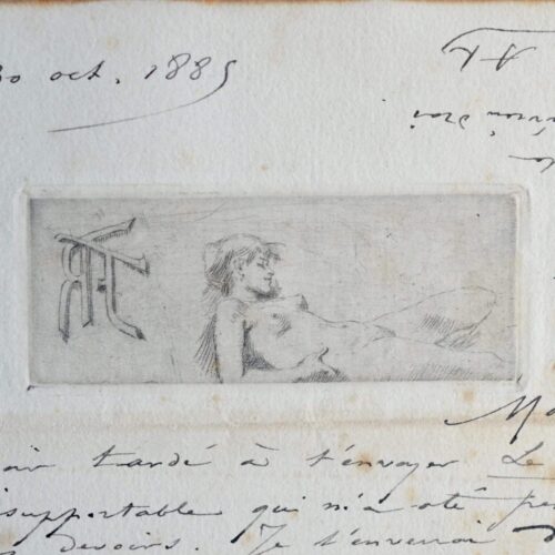 Belle lettre de Félicien Rops sur Le Semeur de parabole avec gravure originale en tête – vue 2