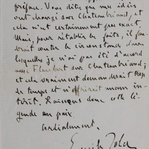 Zola en désaccord avec Flaubert sur Chateaubriand mais ne veut pas entacher la légende – vue 2