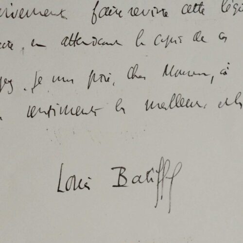 Lettre de l'administrateur de la Bibliothèque de l'Arsenal, Louis Batiffol