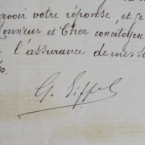 Gustave Eiffel organise une visite et un déjeuner dans sa Tour, en 1889