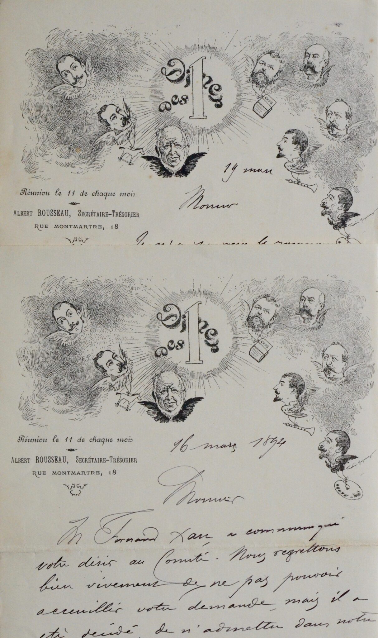 Deux lettres de la mystérieuse académie du "Diner des 1" – vue 2 Deux lettres de la mystérieuse académie du "Diner des 1" – vue 2