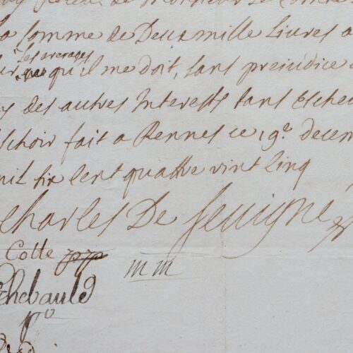 Quittance autographe de Charles de Sévigné, fils de la Marquise