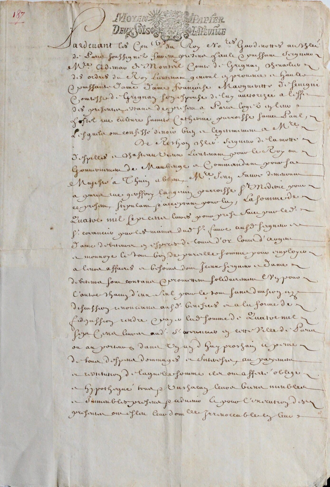 Françoise de Sévigné et François de Grignan lourdement endettés – vue 2 Françoise de Sévigné et François de Grignan lourdement endettés – vue 2