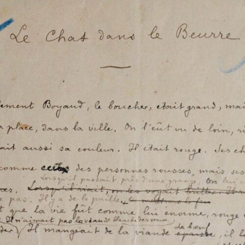 Rare manuscrit de Charles-Louis Philippe, intitulé "Le Chat dans le beurre"