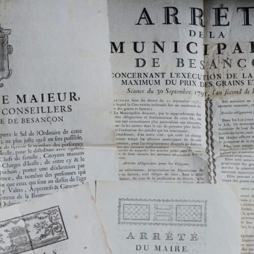 Besançon : 2 affiches et 1 imprimé (XVIIe-XVIIIe)