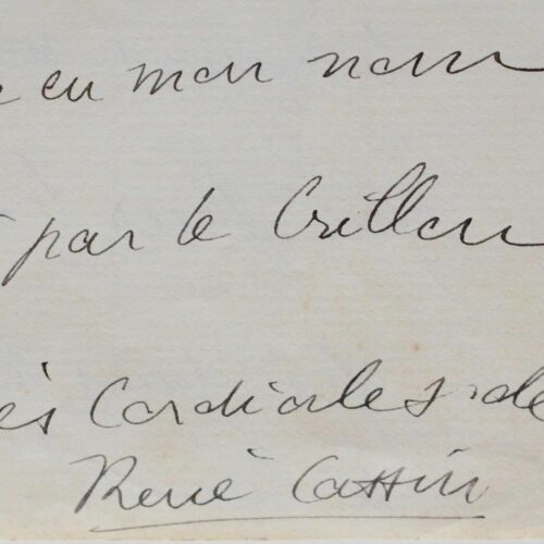 Le Nobel de la Paix, René Cassin, ravi de son portrait