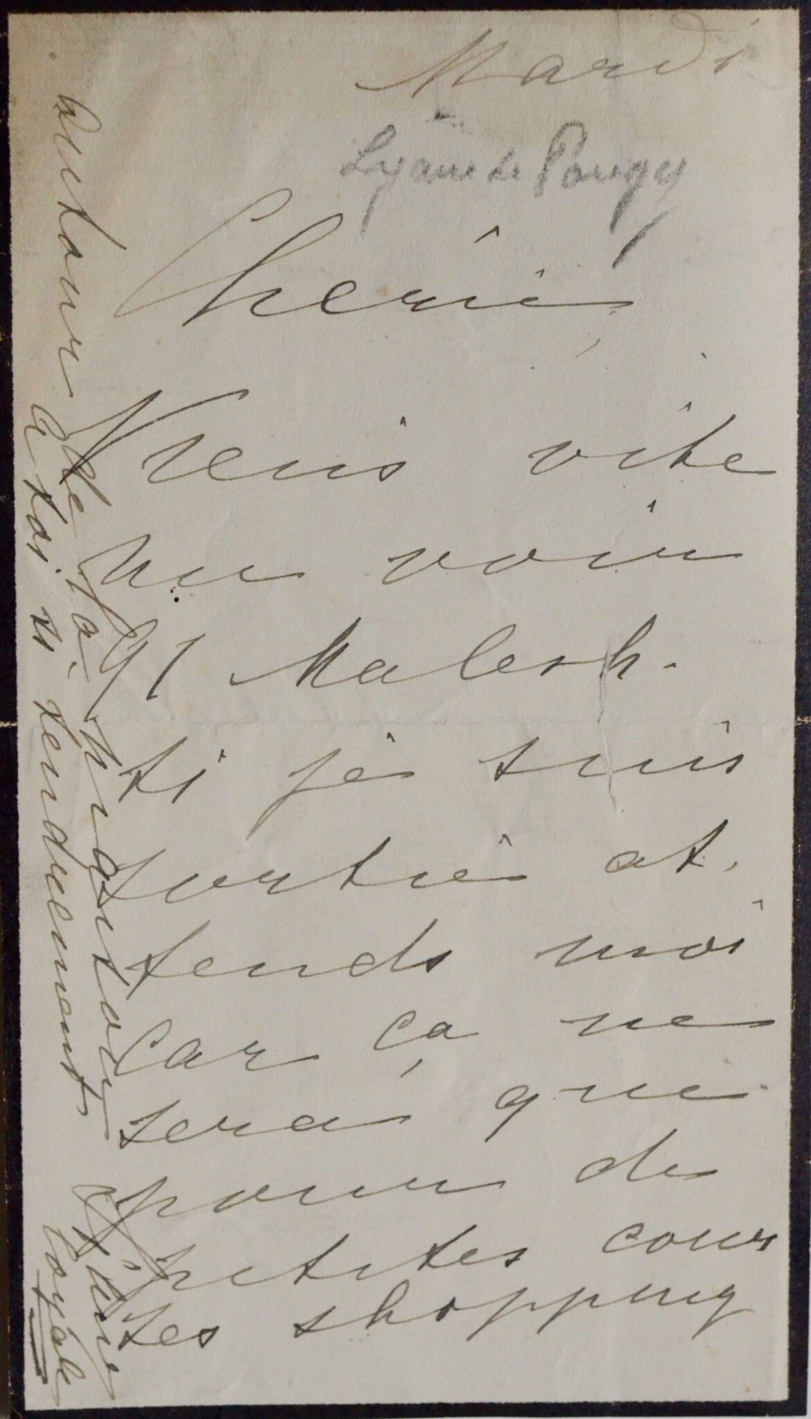 Tendre billet de Liane de Pougy à une amie chère – vue 2 Tendre billet de Liane de Pougy à une amie chère – vue 2