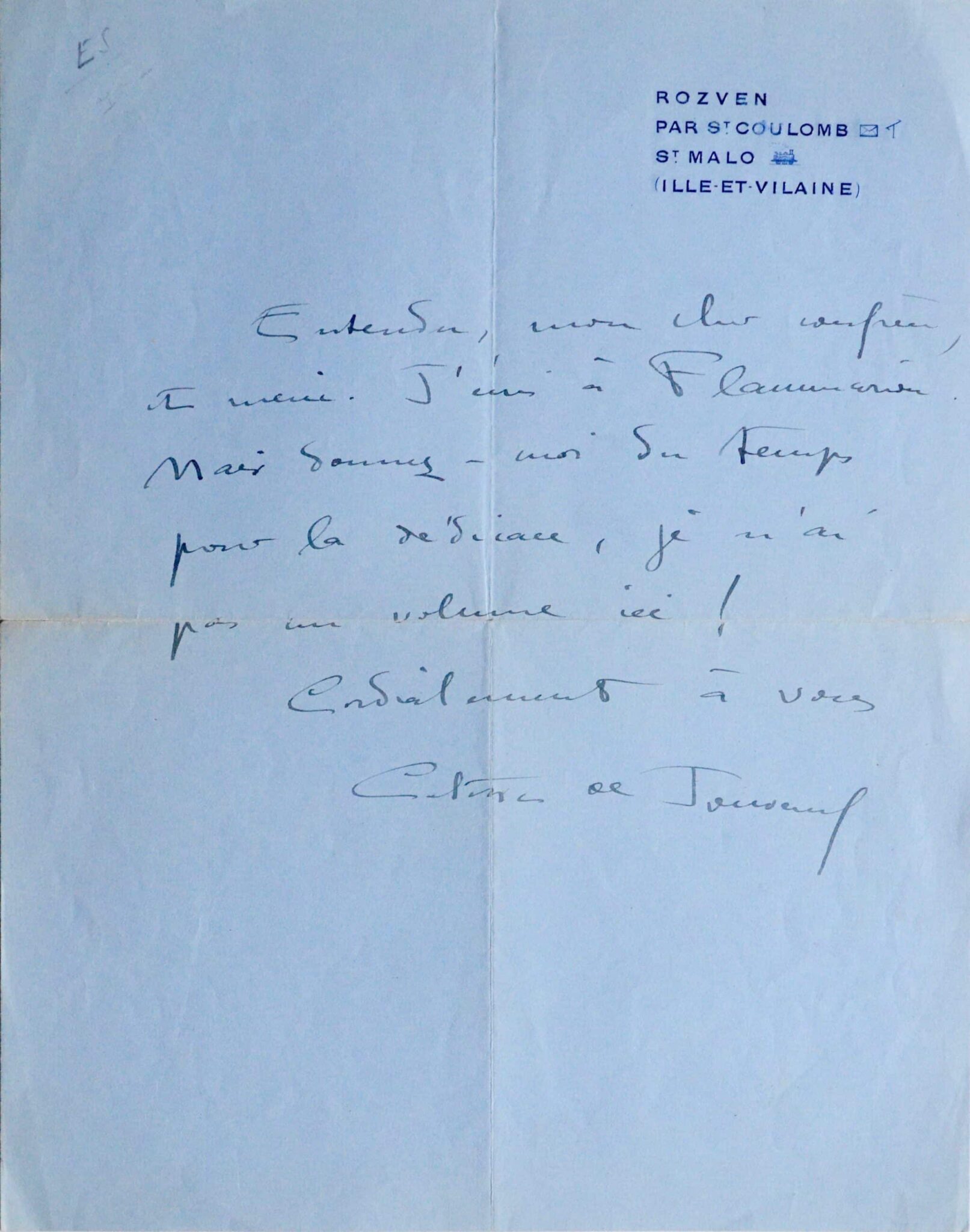 Colette évoque Flammarion et manque d'ouvrages à dédicacer à Saint-Coulomb – vue 2 Colette évoque Flammarion et manque d'ouvrages à dédicacer à Saint-Coulomb – vue 2