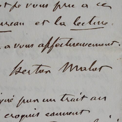 Belle lettre d'Hector Malot à son éditeur sur ses exigences pour l'édition d'un roman