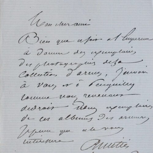 Viollet-Le-Duc envoie les photos du cabinet d'armes de Napoléon III, au conservateur de Pierrefonds – vue 2