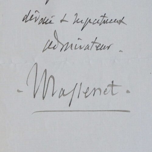 Una hermosa carta de Massenet, relacionada con su ópera Werther