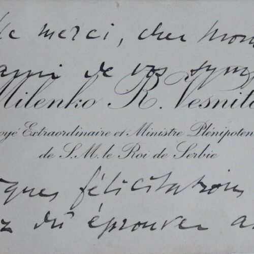 Le ministre du Roi de Serbie, Milenko R. Vesnitch, évoque la victoire