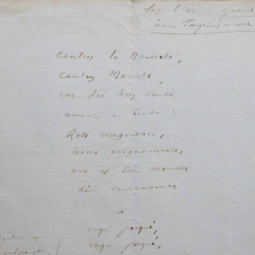 "Li noço de Ranquet" long manuscrit d'un poème mis en chanson de Frédéric Mistral