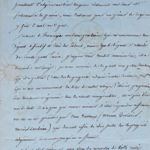 Lettre d'Enfantin à Morelet de la commission d'exploration scientifique de l'Algérie