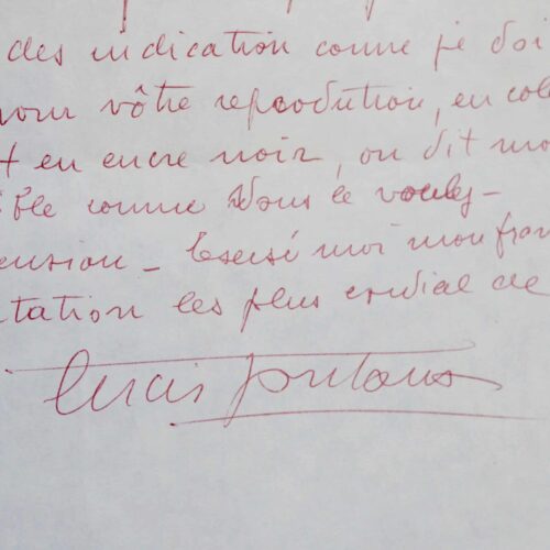 Rare lettre de Lucio Fontana, acceptant d'illustrer les textes d'Emmanuel Looten