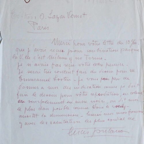 Rare lettre de Lucio Fontana, acceptant d'illustrer les textes d'Emmanuel Looten – vue 2