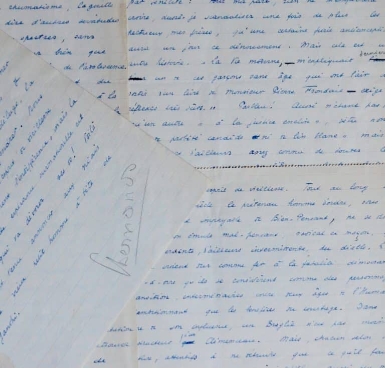 Manuscrit de « L&rsquo;Esprit de vieillesse », de Bernanos, paru dans Le Figaro, en 1932