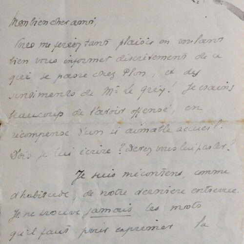 Jolie lettre littéraire de Bernanos à Robert Vallery-Radot – vue 2