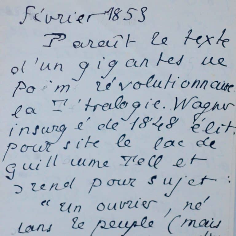 Trois pages de notes de Pierre Louÿs sur Richard Wagner