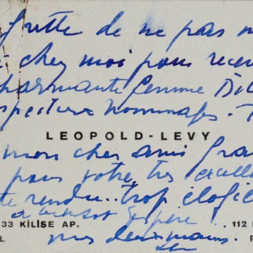 Deux lettres et une carte du peintre et graveur Léopold-Lévy