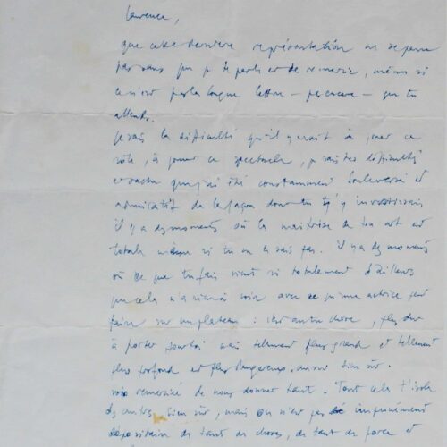 Superbe lettre de Patrice Chéreau, sur Les Paravents, de Jean Genet – vue 2