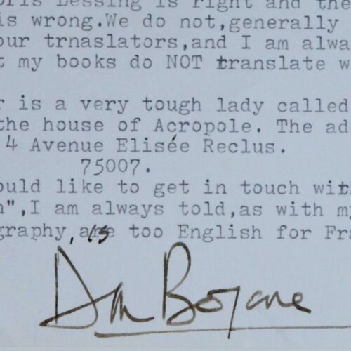 Dirk Bogarde évoque Doris Lessing et la mauvaise traduction de son autobiographie