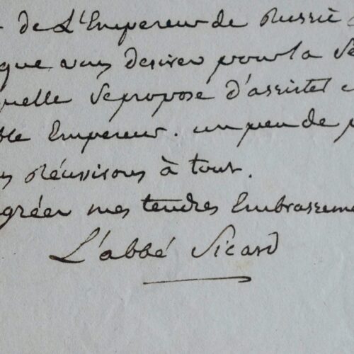 L'abbé Sicard doit remettre une lettre et des billets pour l'Empereur Alexandre Ier de Russie