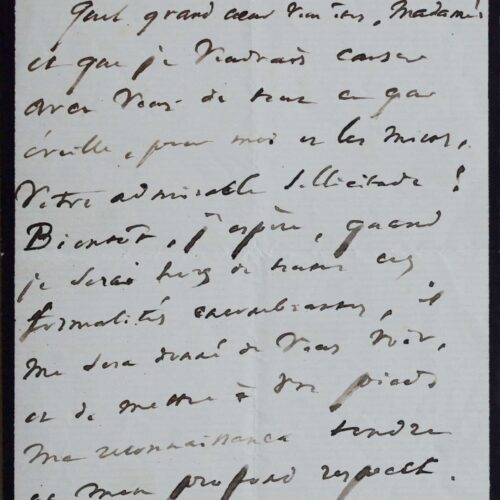 Belle lettre de Victor Hugo adressée à l'épouse du romancier Octave Feuillet – vue 2